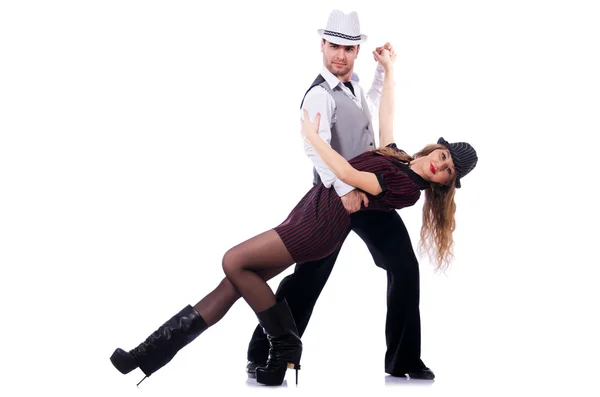 Pareja de bailarines bailando bailes modernos —  Fotos de Stock