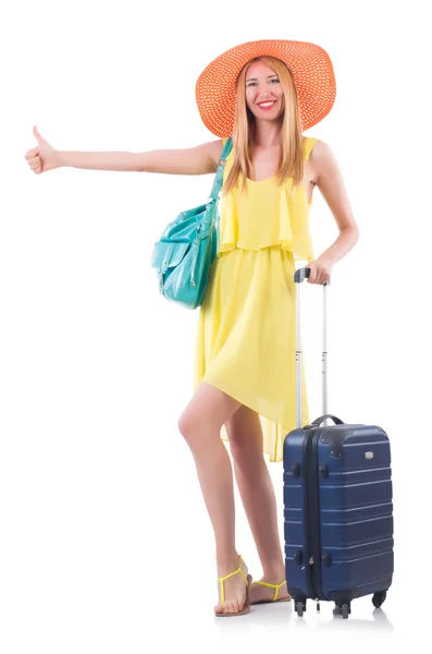 Jovem mulher se preparando para férias — Fotografia de Stock