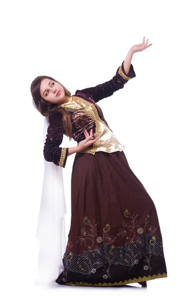 Jeune femme dansant danse azeri traditionnelle — Photo