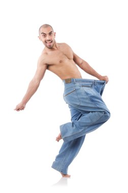 büyük boy kot konseptiyle diyet içinde adam