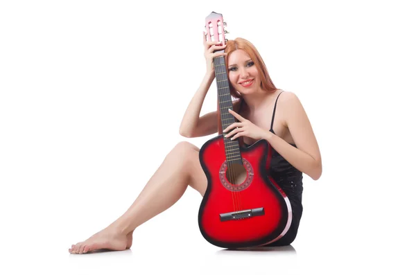 Female guitar performer isolated on white — Stock Photo, Image