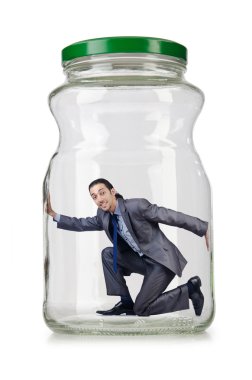 Cam Kavanoz içinde genç işadamı