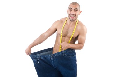 büyük boy kot konseptiyle diyet içinde adam