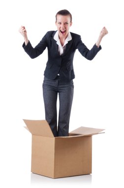 Beyaz kutulu kadın.