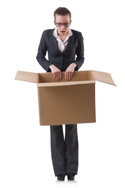 kadın iş kadını beyaz kutular