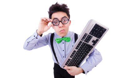 Komik konseptte bilgisayar manyağı.