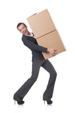 kadın iş kadını beyaz kutular