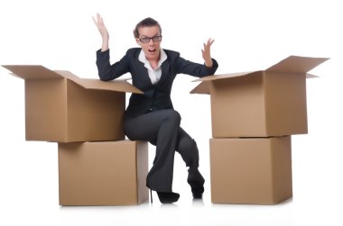 kadın iş kadını beyaz kutular