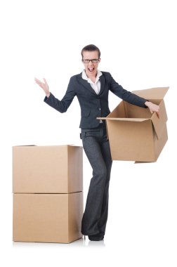 kadın iş kadını beyaz kutular