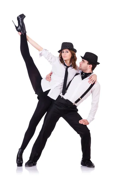 Pareja de bailarines bailando bailes modernos — Foto de Stock