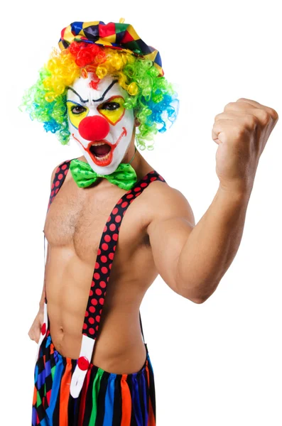 Buffo clown isolato su bianco — Foto Stock