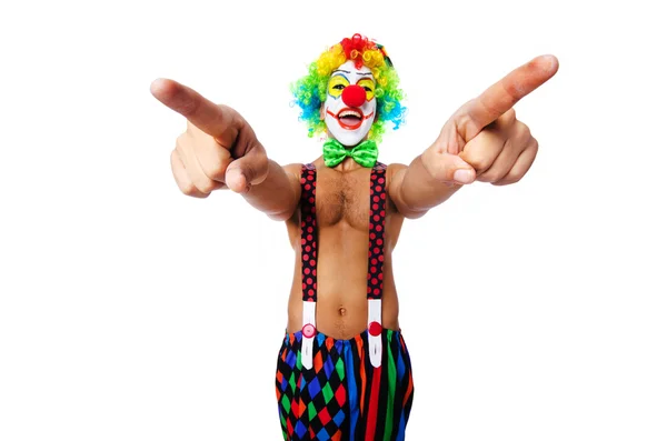 Lustiger Clown isoliert auf weiß — Stockfoto