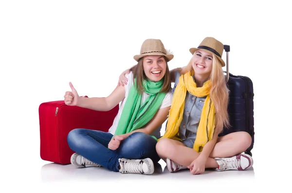 Pair of young students travelling — Stock Photo, Image