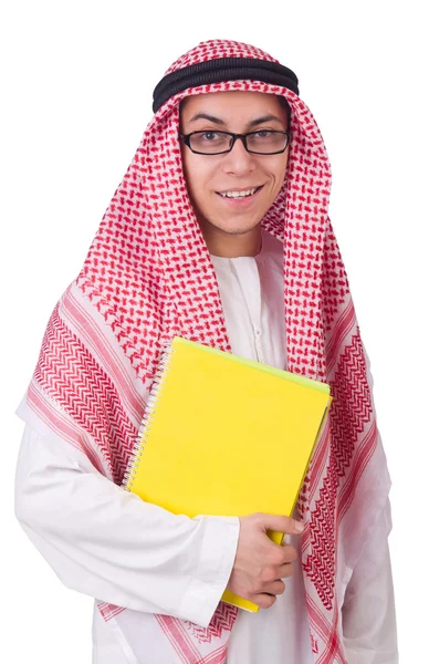 Arabischer Student isoliert auf weißem Grund — Stockfoto