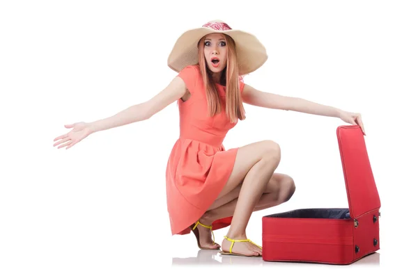 Mujer joven preparándose para las vacaciones — Foto de Stock