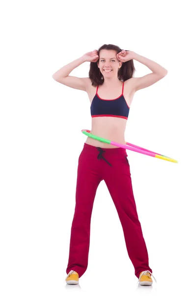 Mujer haciendo ejercicios con hula hoop —  Fotos de Stock
