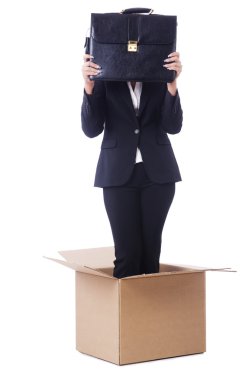 Beyaz kutulu kadın.