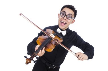 Beyaz kemanlı komik adam.