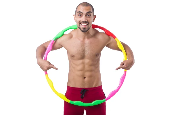 Hombre haciendo excesos con hula hoop — Foto de Stock