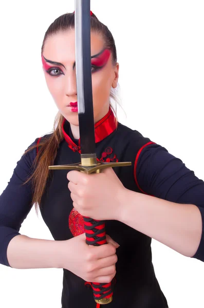 Kvinna i japansk kampsport koncept — Stockfoto