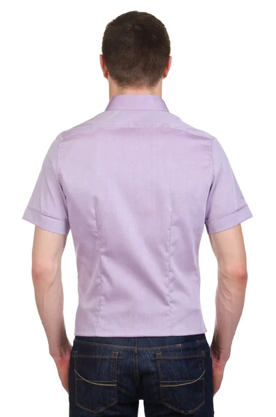 Mužský model s košilí izolovanou na bílém — Stock fotografie