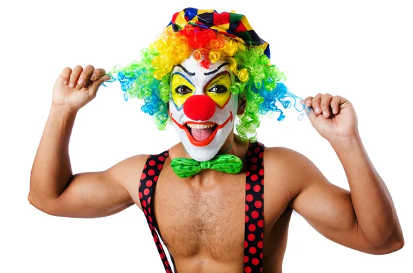 Rolig clown isolerad på vitt — Stockfoto