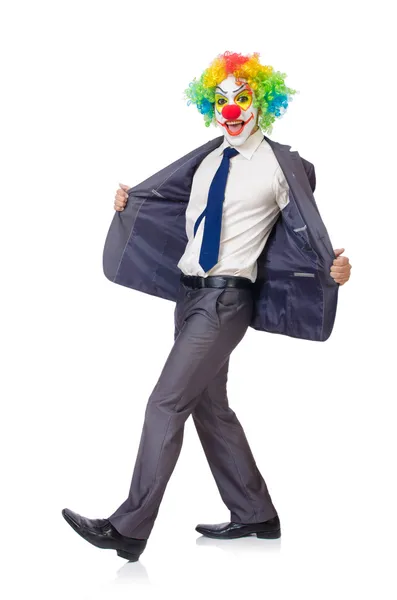 Geschäftsmann Clown isoliert auf Weiß — Stockfoto