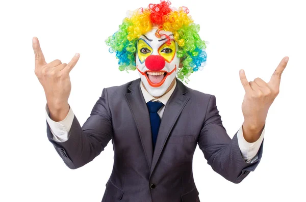 Homme d'affaires clown isolé sur blanc — Photo