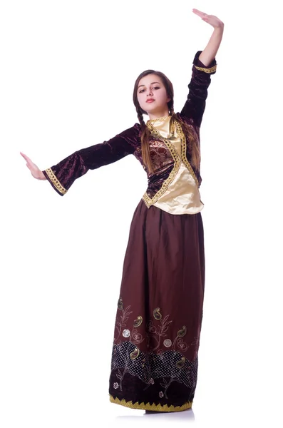 アゼルバイジャンの伝統的な踊りを踊る若い女性 — ストック写真