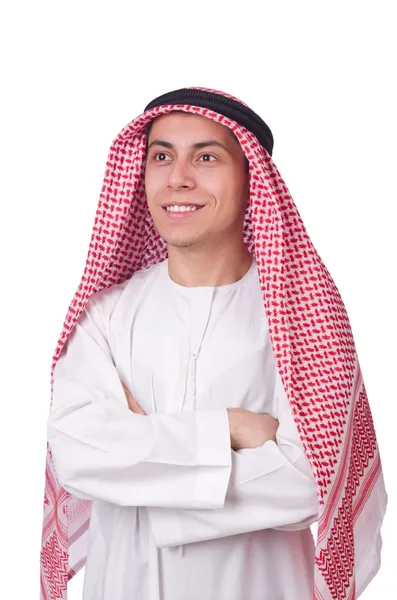 Jovem árabe homem isolado no branco — Fotografia de Stock