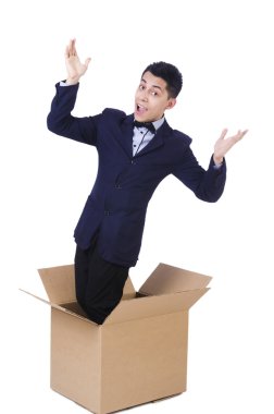 işadamı üzerinde beyaz izole kutusu