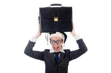 İşadamı palyaço beyazda izole edilmiş.