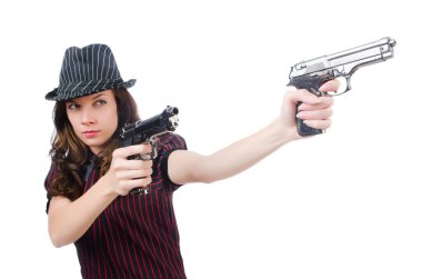 genç kadın gangster edici beyaz top