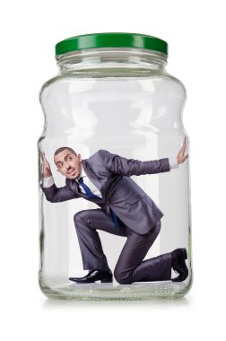 Cam Kavanoz içinde genç işadamı