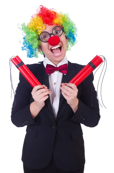 Geschäftsmann Clown isoliert auf Weiß — Stockfoto