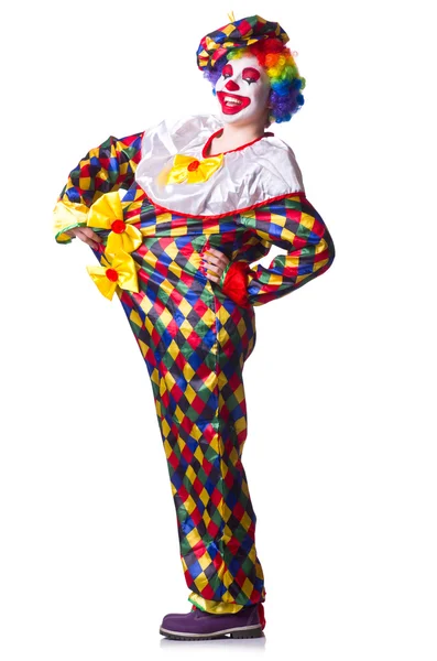 Clown in het kostuum geïsoleerd op wit — Stockfoto