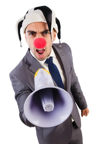 Empresario payaso aislado en blanco — Foto de Stock