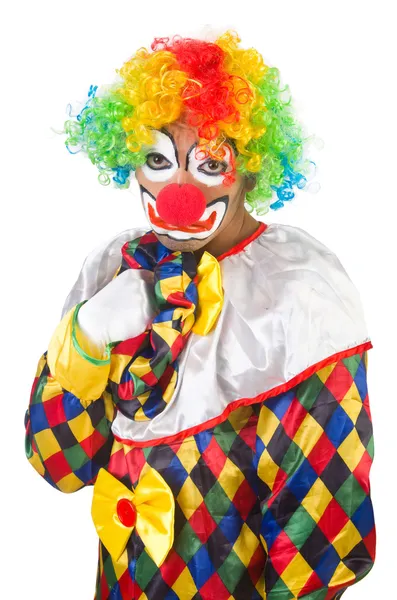 Buffo clown isolato su bianco — Foto Stock