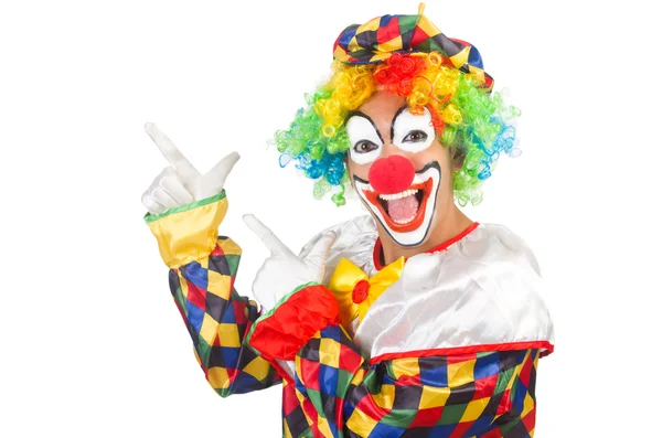 Buffo clown isolato su bianco — Foto Stock