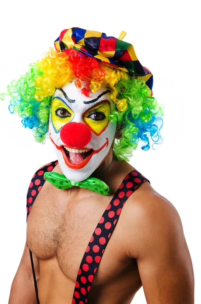 Buffo clown isolato su bianco — Foto Stock