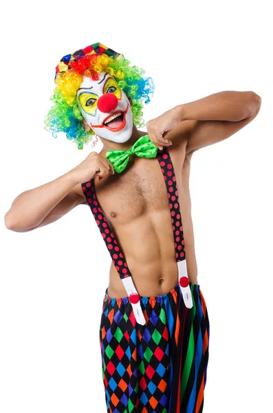 Funny clown isolated on white — Stock Photo, Image
