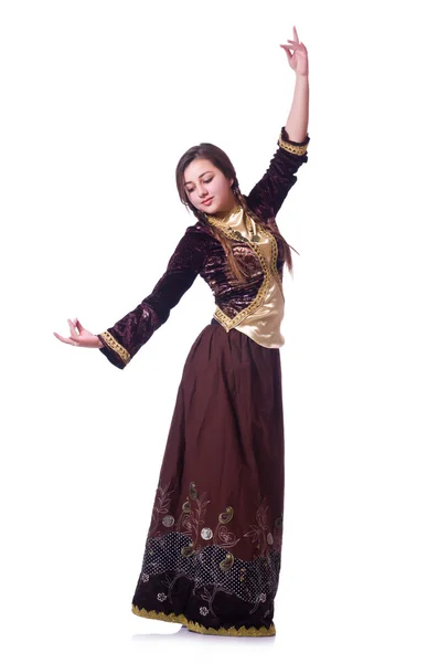 Jeune femme dansant danse azeri traditionnelle — Photo