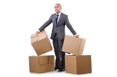 işadamı üzerinde beyaz izole kutusu