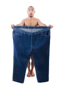 büyük boy kot konseptiyle diyet içinde adam