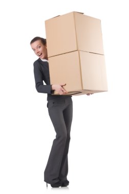 kadın iş kadını beyaz kutular