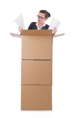 kadın iş kadını beyaz kutular