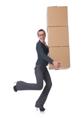 kadın iş kadını beyaz kutular