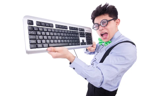 Computerfreak Nerd in lustigem Konzept — Stockfoto