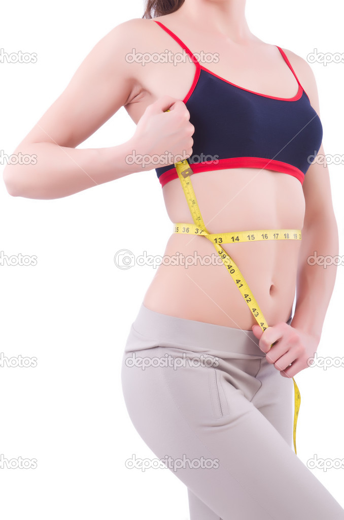 Young girl with centimeter in dieting concept