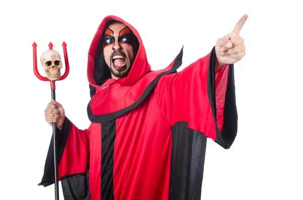 Homme diable en costume rouge — Photo